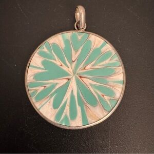 Sterling Silver Teal and White Starburst Pendant